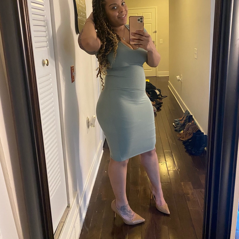 Sage green colored bodycon Dress
